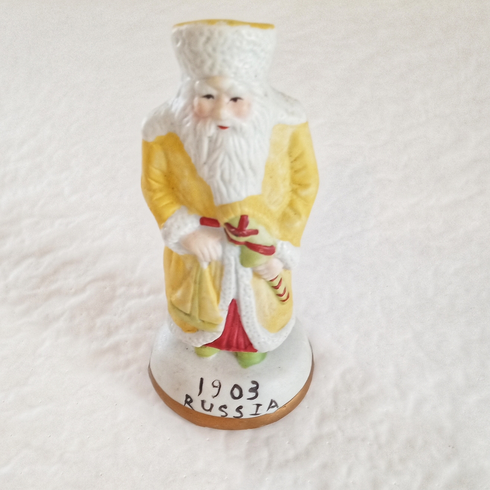 Vintage Santa Figurine in Yellow and Red